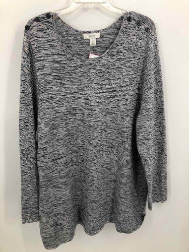 CJ Banks Size 2X Navy/White marled Tunic
