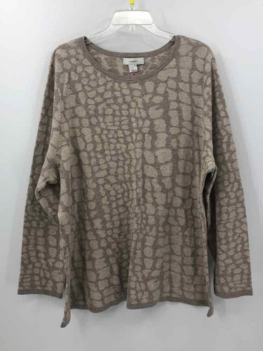 CJ Banks Size 3X Beige Print Knit Top