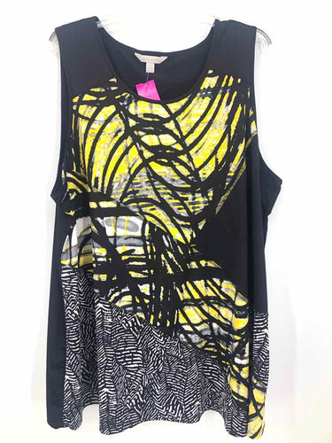Laura Ashley Size 3X Black/yellow Print Knit Top