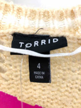 Load image into Gallery viewer, Torrid Size 3X Ivory/aqau cable Cardigan