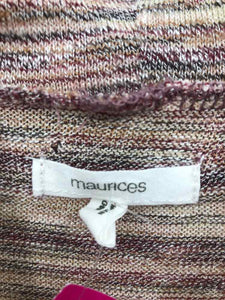 Maurices Size XL Maroon/beige Stripe Knit Top