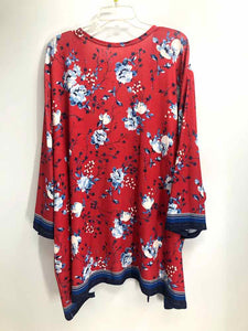 Catherines Size 5X Red/navy Print Cardigan