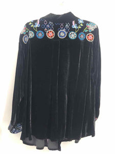 Johnny Was Size 1X Black Embroidered Blouse
