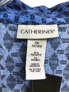 Catherines Size 5X Blue Print Blouse