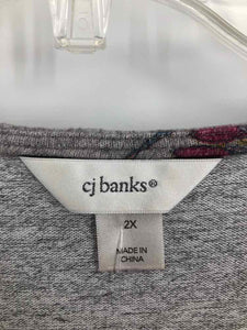 CJ Banks Size 2X Gray/Rust Floral Tunic