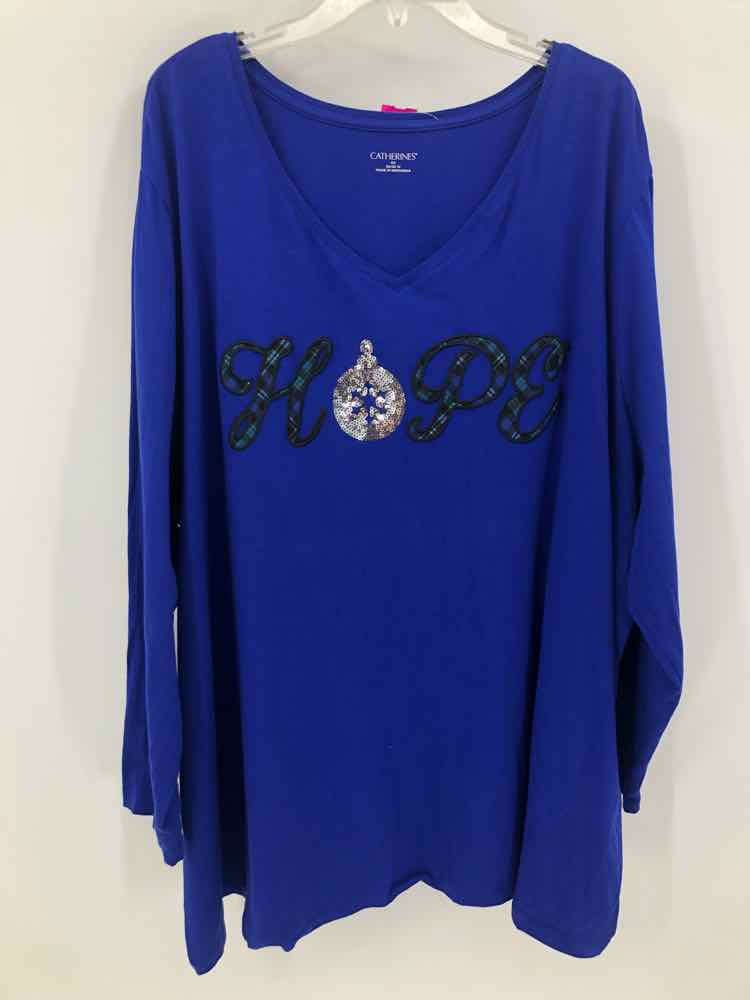 Catherines Size 4X Royal Blue seasonal Knit Top