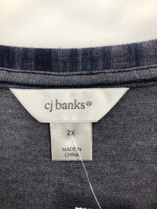 CJ Banks Size 2X NAVY/GRAY lines Tunic