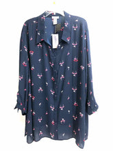 Load image into Gallery viewer, Catherines Size 5X Navy/Pink flamingos Blouse