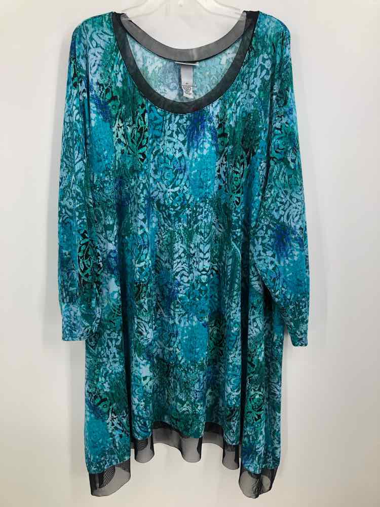 Catherines Size 4X blue/aqua Print Knit Top