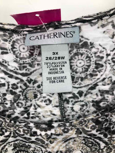 Catherines Size 3X Black/white Print Knit Top