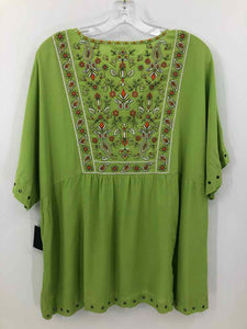 John + Mark Size Large Lime Green Embroidered Blouse