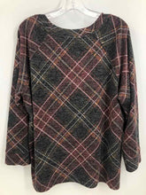 Load image into Gallery viewer, Tribal Size XL Gray/Maroon Plaid Knit Top