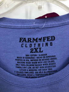 Farm Fed Size 1X Blue Screen Printed Knit Top