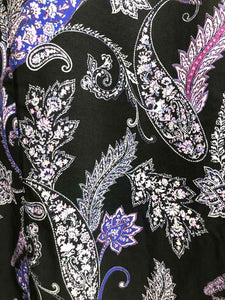 Catherines Size 5X Black/Purple Print Blouse