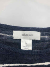 Load image into Gallery viewer, CJ Banks Size 3X Navy/White Stripe Knit Top