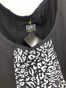 Junoactive Size 1X Black/white Animal Print Knit Top