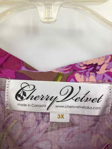 Cherry Velvet Size 3X Purple/pink Print Dress